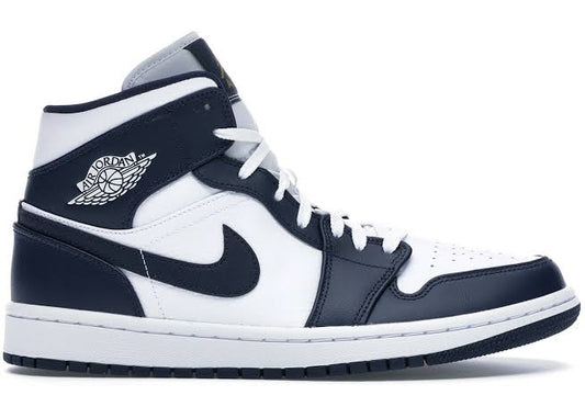 JORDAN 1 MID WHITE METALLIC GOLD OBSIDIAN (MENS)